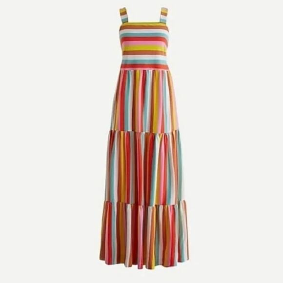 J.Crew Rainbow Stripe Maxi Dress Sz.L - Picture 4 of 15